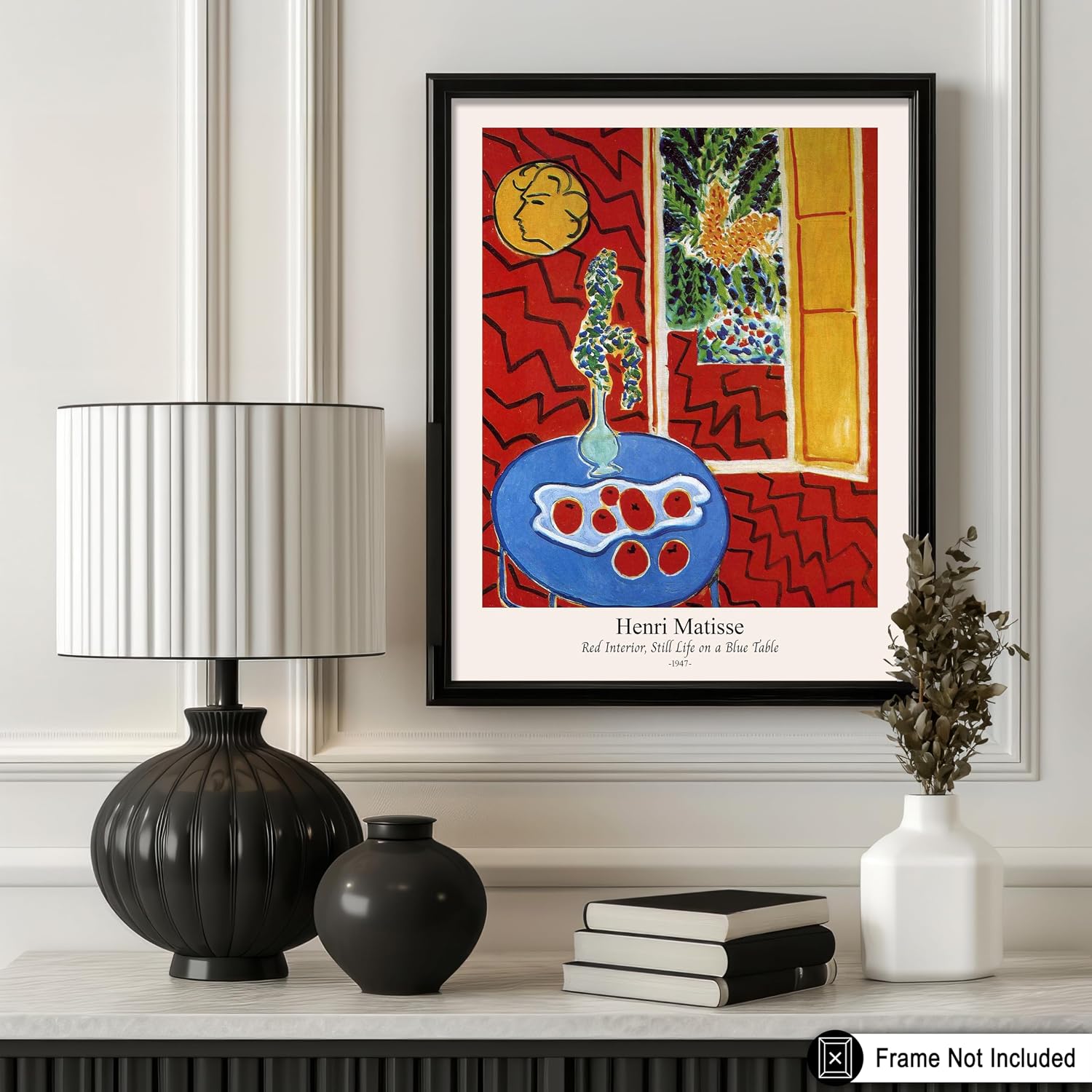 Poster Master Vintage Henri Matisse Poster - Retro Red Interior Still Life on a Blue Table Print - Fauvism Art - Classic Painting - Fine Art - Office or Living Room Decor - 8x10 UNFRAMED Wall Art