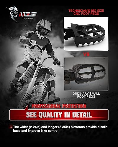 Miniatura 6 de MZS Estriberas para motocross CNC, reposapiés MX negro compatible con CRF150F  CRF230F  KDX200  Light Bee SX  X160 X260  MX3 MX4  XR150L  HAWK 250