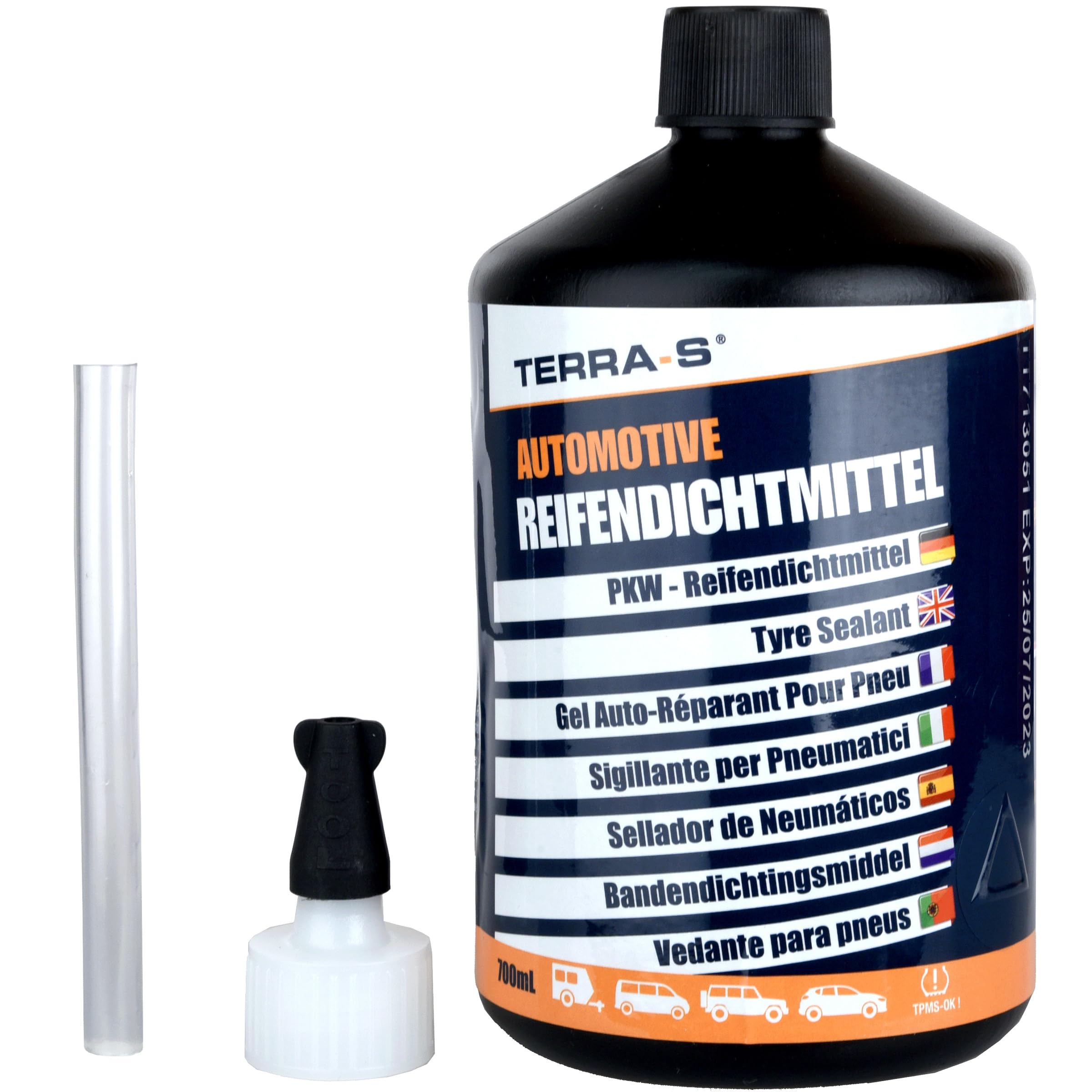 TERRA-S T16001 T16001 opakowanie uzupełniające środek do uszczelniania opon do standardowych zestawów/wyposażenia awaryjnego, butelka 700 ml