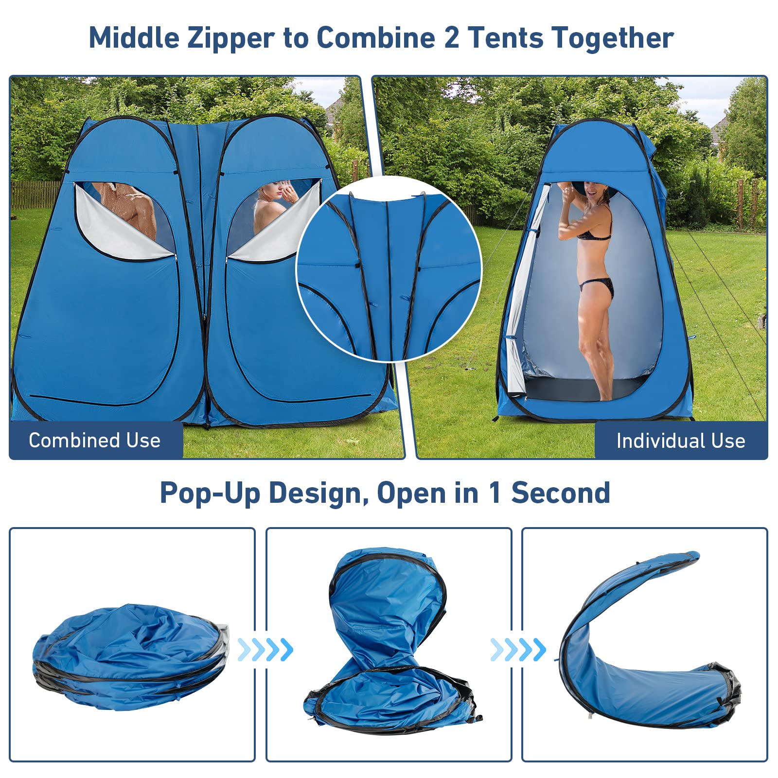 WolfWise Double Room Pop Up Shower Tent, Pop Up Privacy
