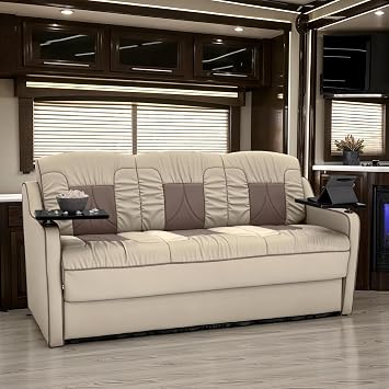 De Leon DX RV Sofa Bed, 72" Wide, Ultimate Leather, Bisque and Light Antelope