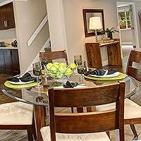 Vista 3 de Fab Glass and Mirror Mesa redonda de vidrio de 48 pulgadas, 48 pulgadas, transparente