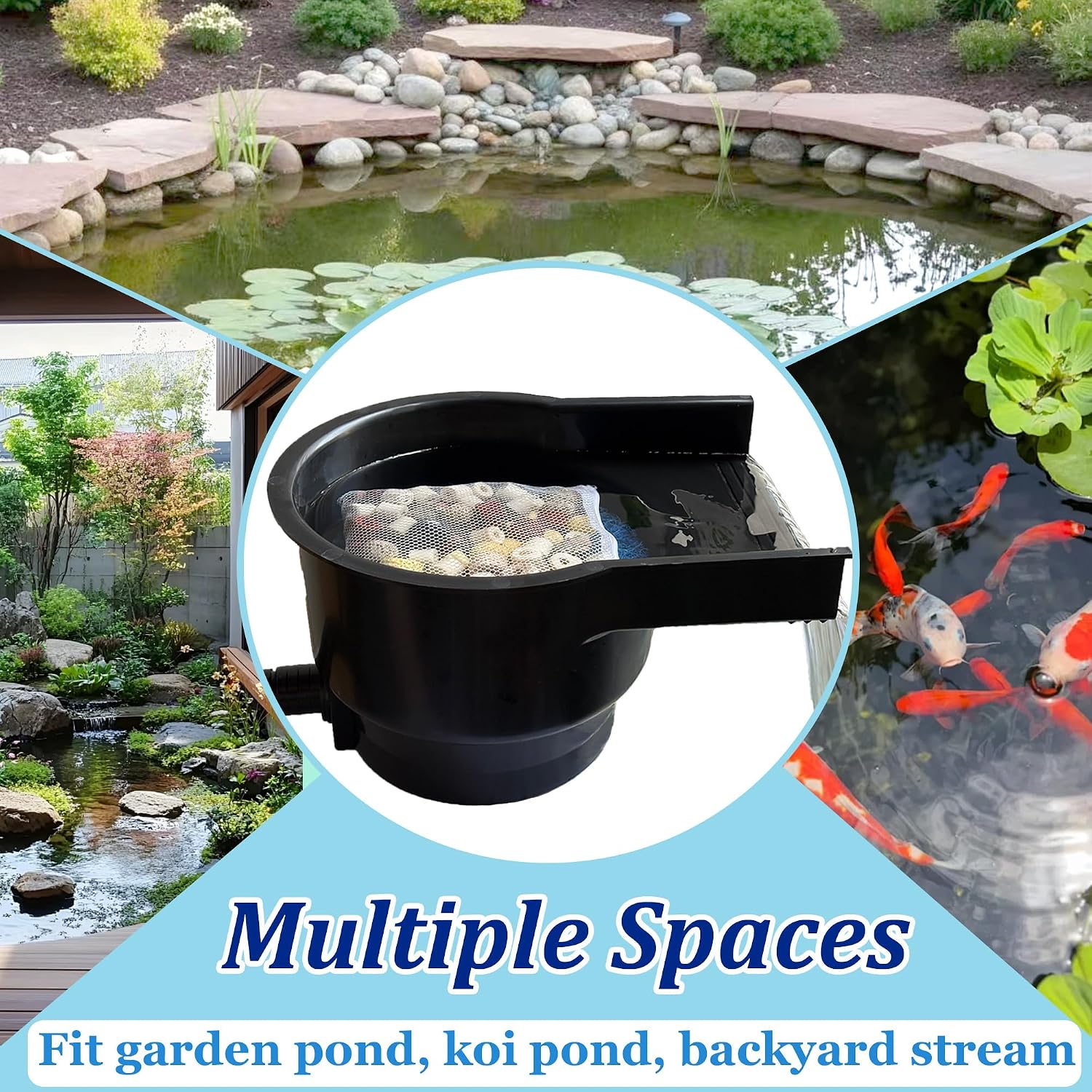 Pond Waterfall Spillway with 8 Inch Wide Weir & 900 GPH Pump