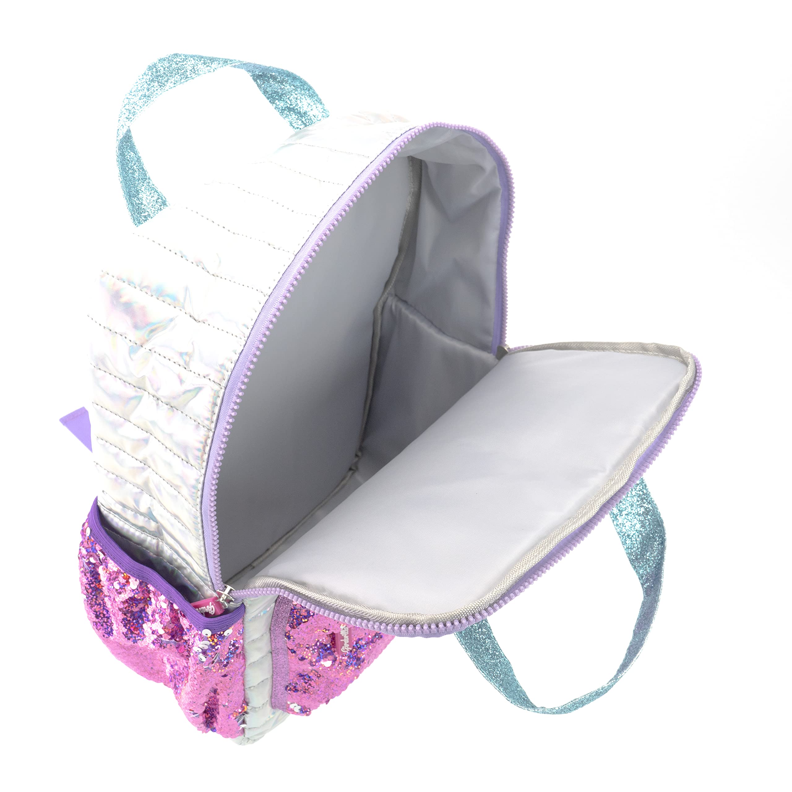 Girabrilla Nice Group Zaino da Scuola Puffer Glam per Bambine, con Tasche in Paillettes Reversibili e Colore Rosa