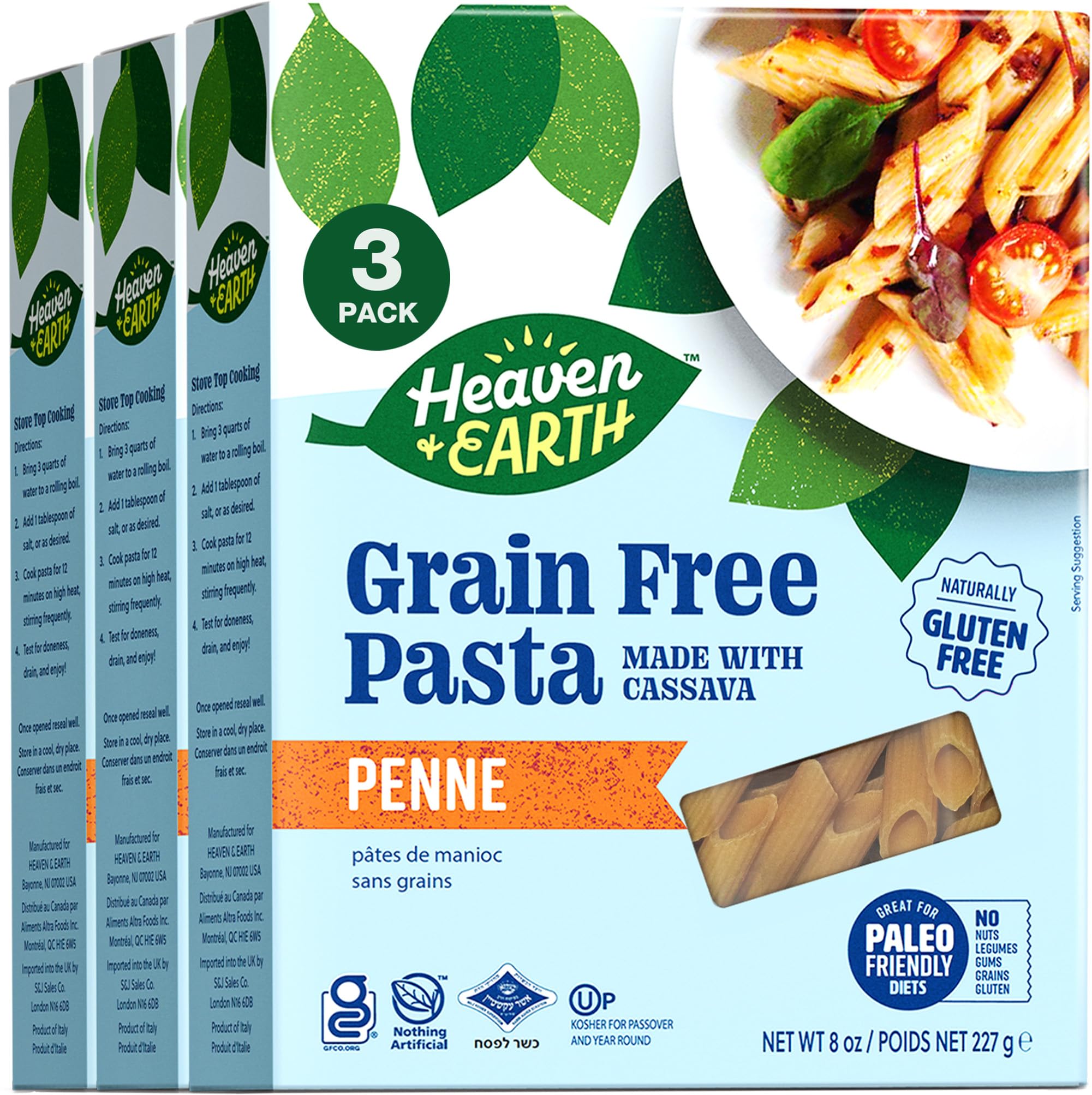 Amazon.com: Heaven & Earth Grain Free Pasta, Cassava Penne Pasta