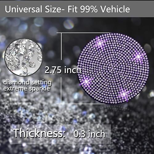 Miniatura 2 de 2 posavasos para automóvil, 2.75 pulgadas, antideslizantes, a prueba de golpes, universales, a la moda, con diamantes de imitación, accesorios