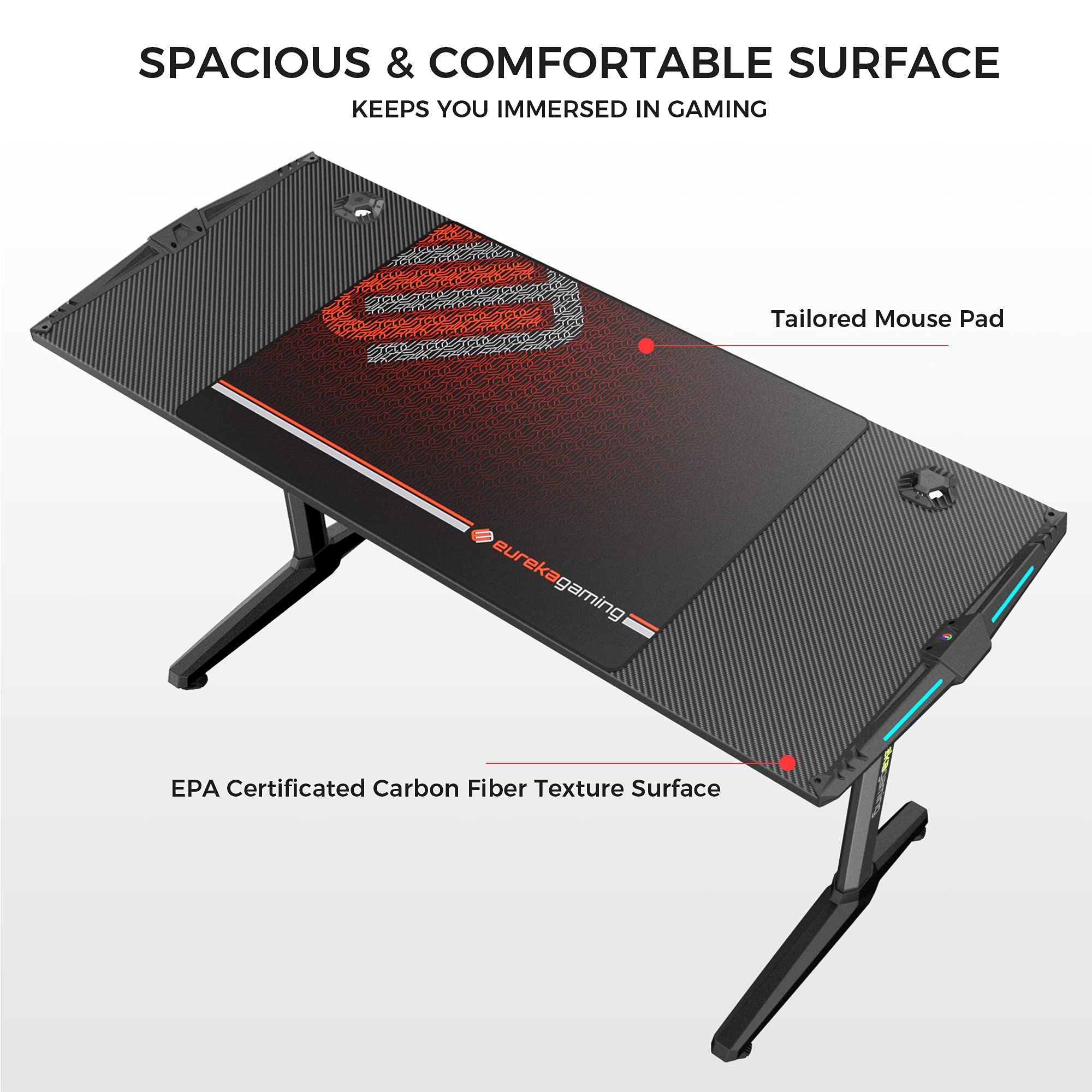 EUREKA ERGONOMIC Gaming Desk 55 Inch IShaped Computer Corner Desk PC