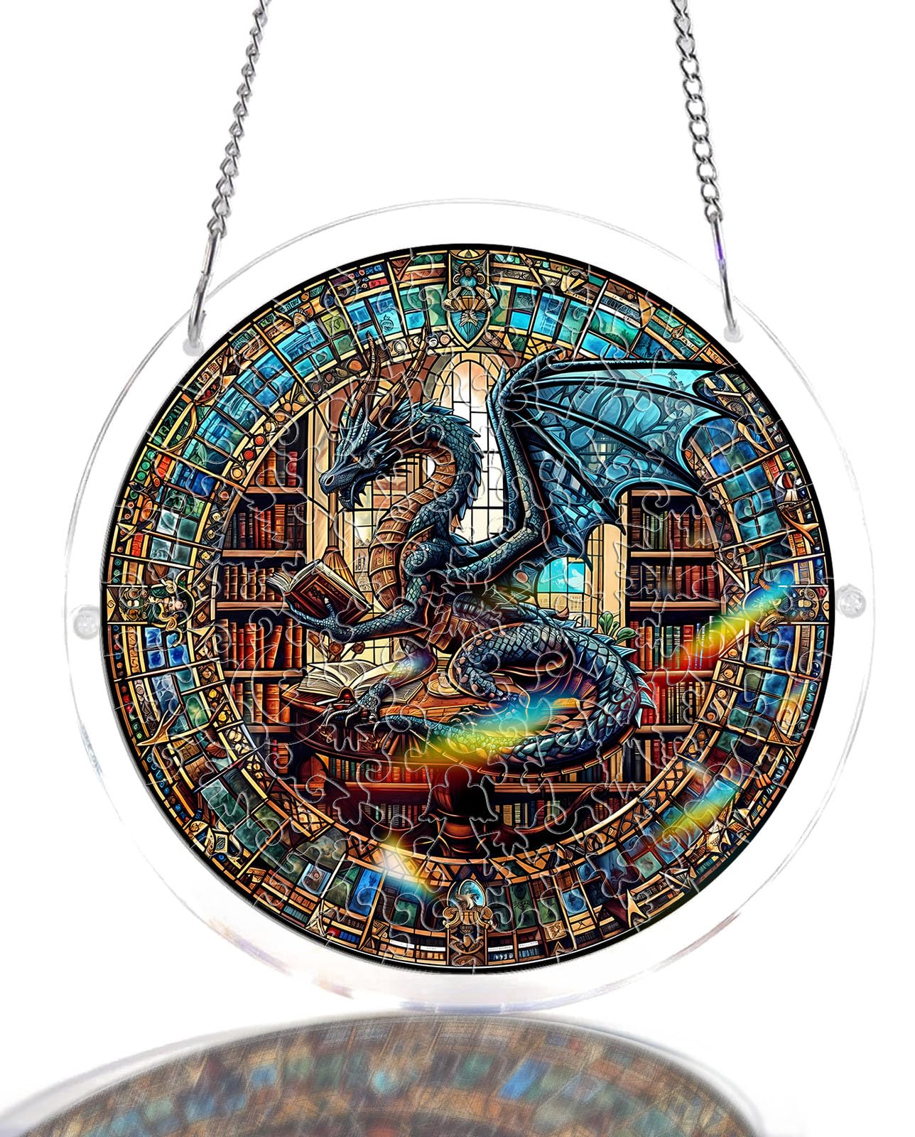 WOODBESTS Acrylic Suncatcher Puzzles, Suncatcher for Doors Garden Window Hanging, Flowers and Hummingbird Puzzle, Birthday for Lover (M - 8.2 * 8.2in) — image 1