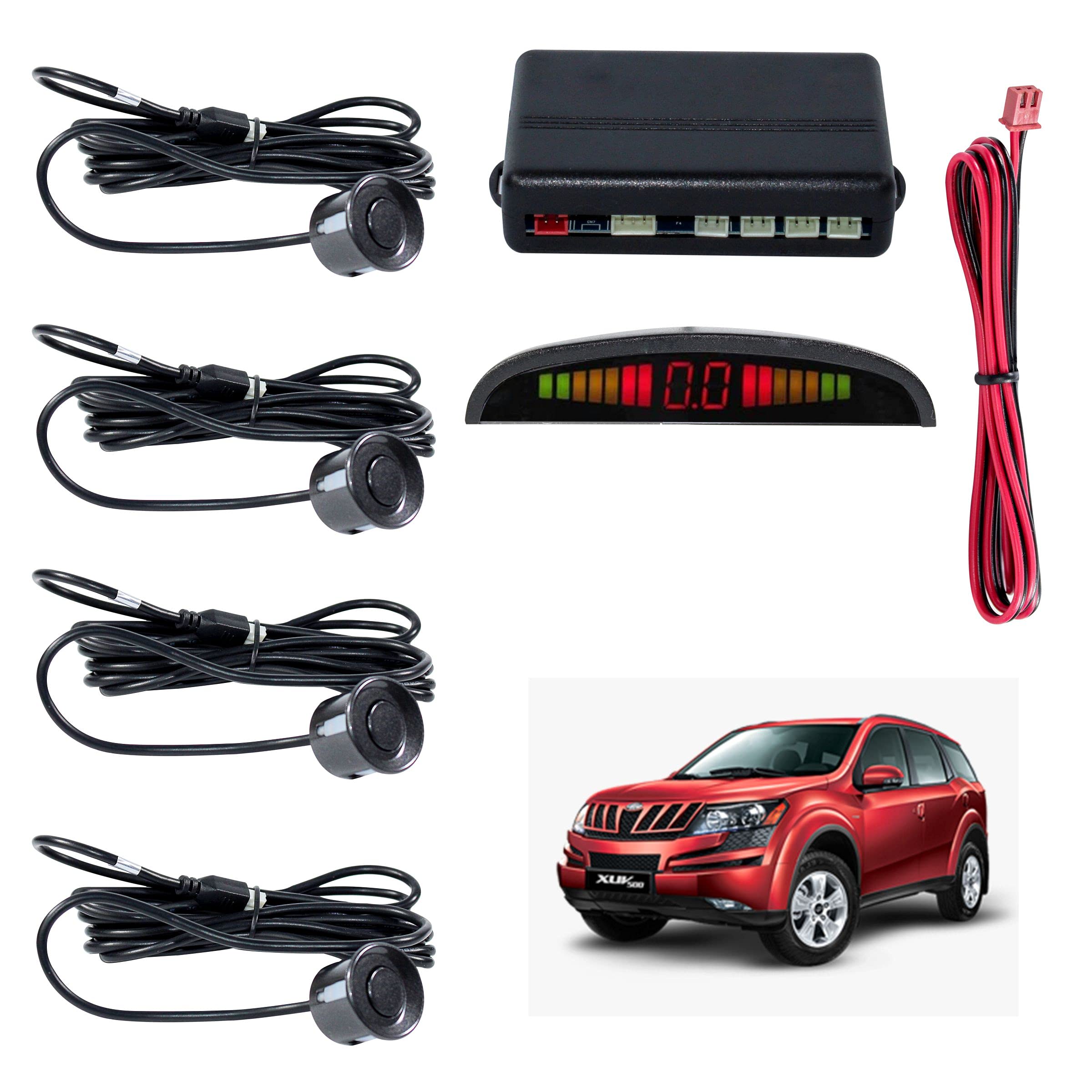 Car Reverse Parking Sensor with LED Display 4 Sensor Reverse Parking Auto Radar Detectors For Mahindra Xuv 500 (Black)-picture-26