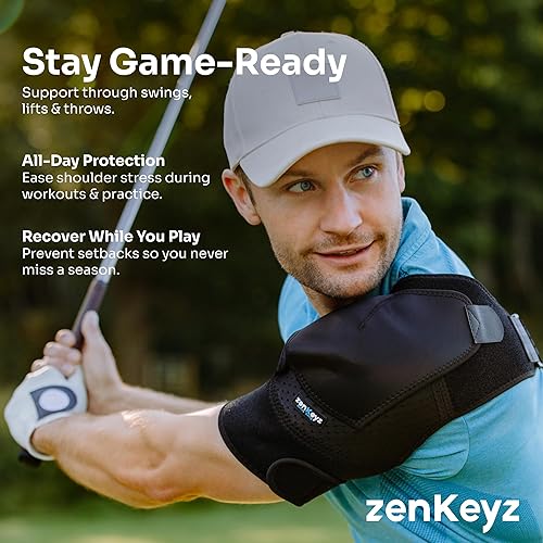 Miniatura 6 de ZENKEYZ - Hombrera para hombre y mujer de XS a 3XL, para desgarro del manguito rotador, tendinitis, dislocación, dolor, manga de compresión de