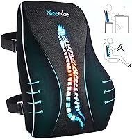 Vista 1 de Niceeday Almohada de Apoyo Lumbar para Silla de Oficina, Almohada de Apoyo para la Espalda del Automóvil, Cojín de Espuma Viscoelástica para Silla