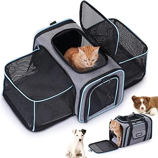 SweetBin 2 Sides Travel Expandable Pet Carrier Bag (Large), Airline Approved Soft-Sided Cat Carrier with Pad & Pocket & Re... Price In India