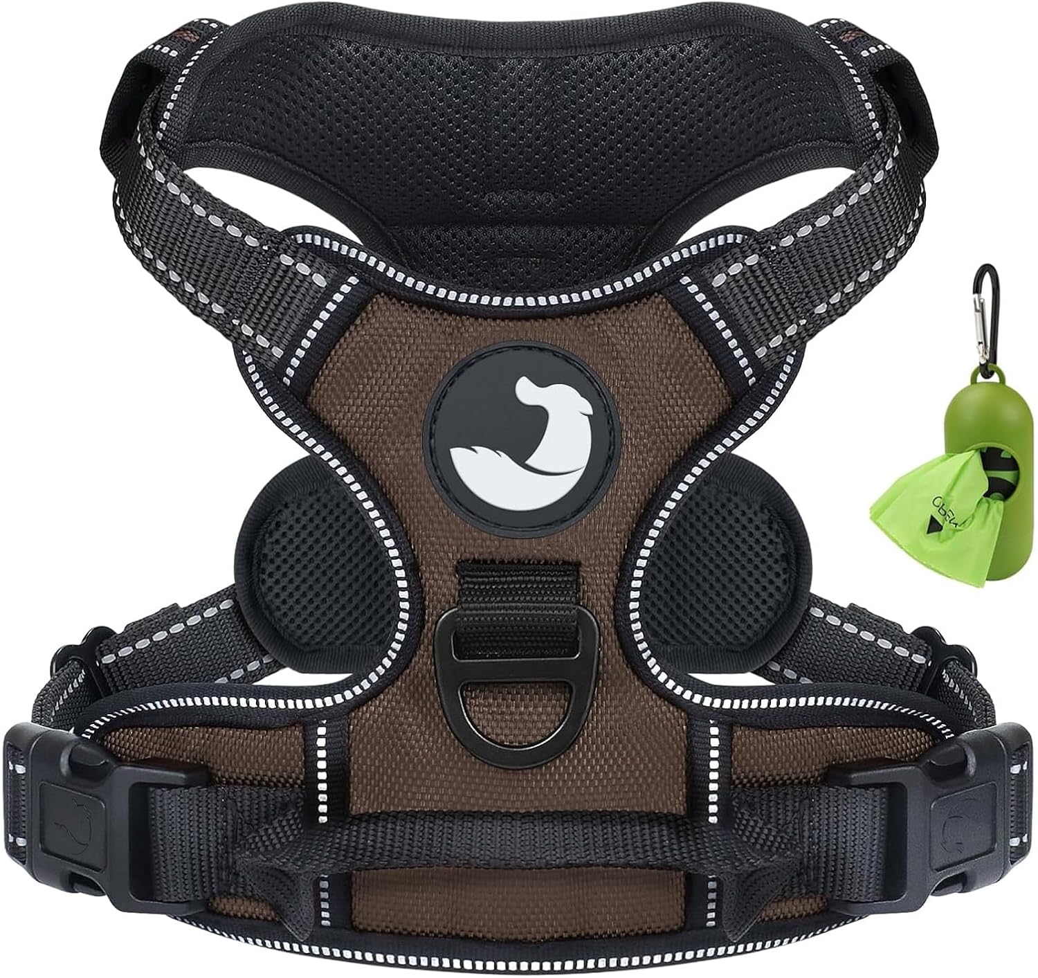 Joytale No Pull Dog Harness Medium Sized Dog, Reflective Pet Vest with Front Clip, Adjustable Soft Padded Harnesses with Easy Control Handle for Training and Walking, Brown, M