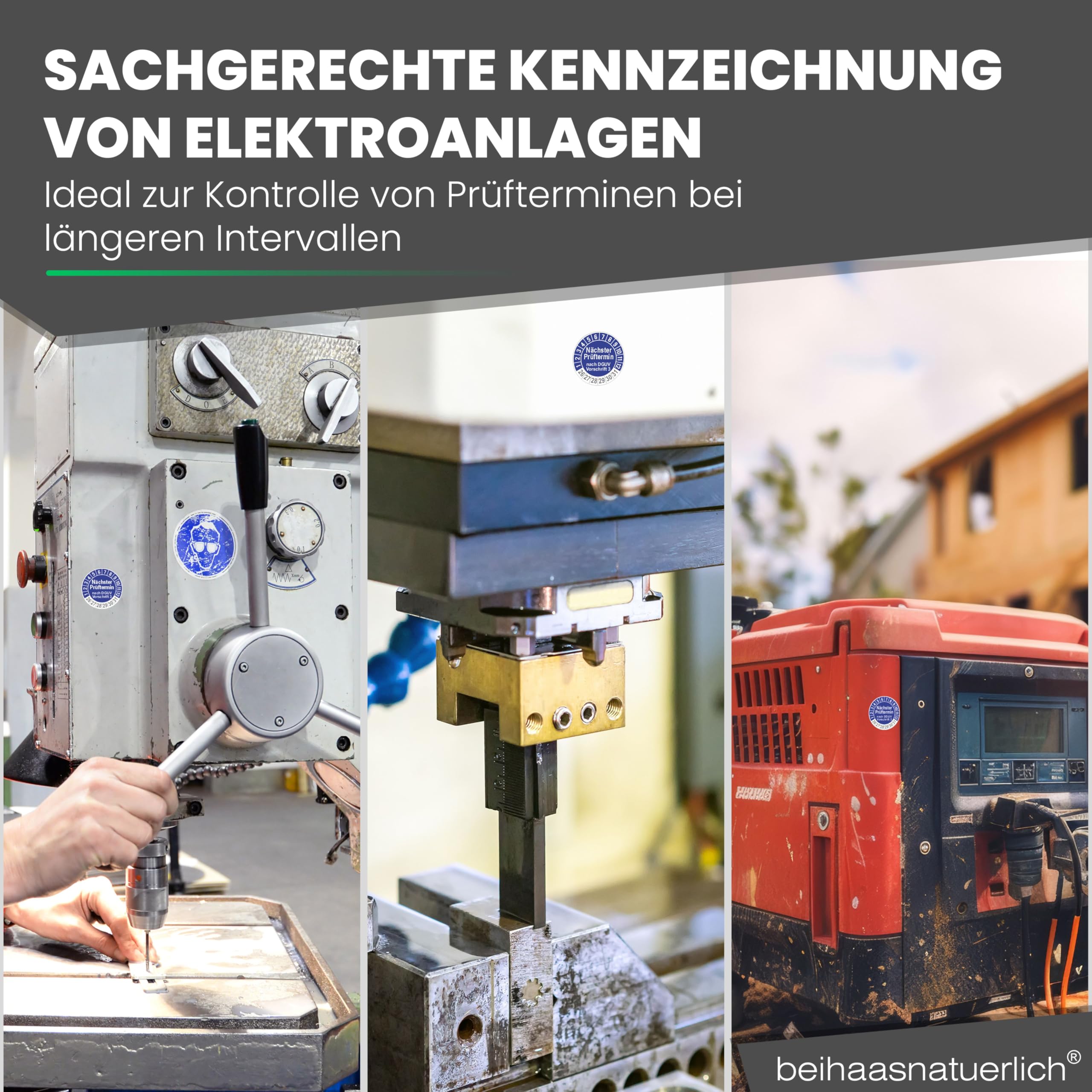 112 Stck Prüfplaketten "Nächster Prüftermin", 20 mm Ø, Prüfetiketten nach DGUV V3, 2026-2031, Prüfaufkleber, E-Check Prüfetikett, Plakette für Elektrogeräte (112, Blau)