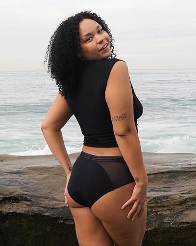 Miniatura 3 de saalt Ropa interior de malla hipster para el período, ropa interior de tiro medio a prueba de fugas para mujer, tela suave y transpirable