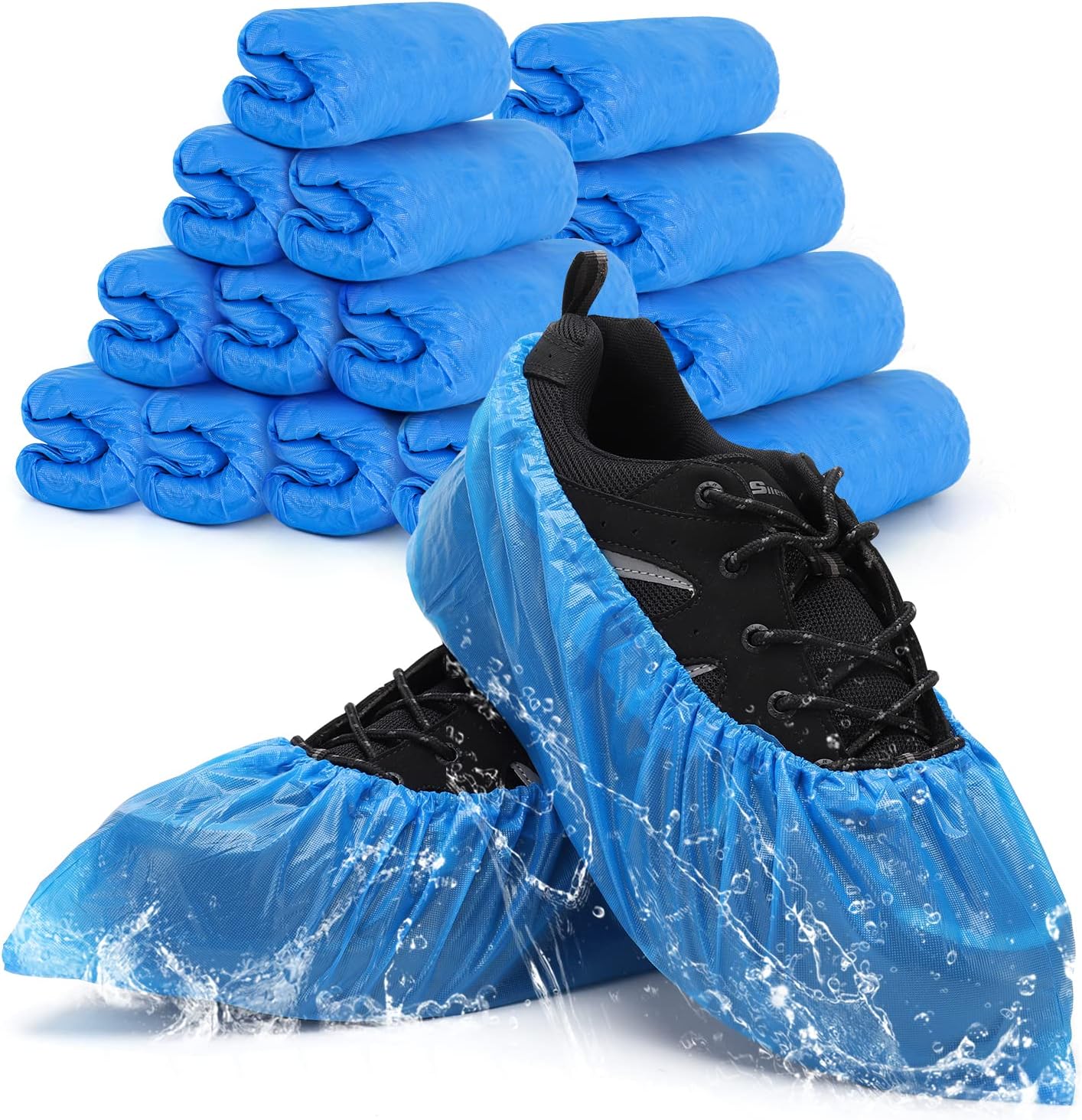 Buself Shoe Covers Disposable Non Slip for Indoors 200 Pack(100 pairs) Recyclable Shoe Booties Waterproof Shoe & Boot Covers Durable Shoe Protectors Covers One Size Fits Most Blue