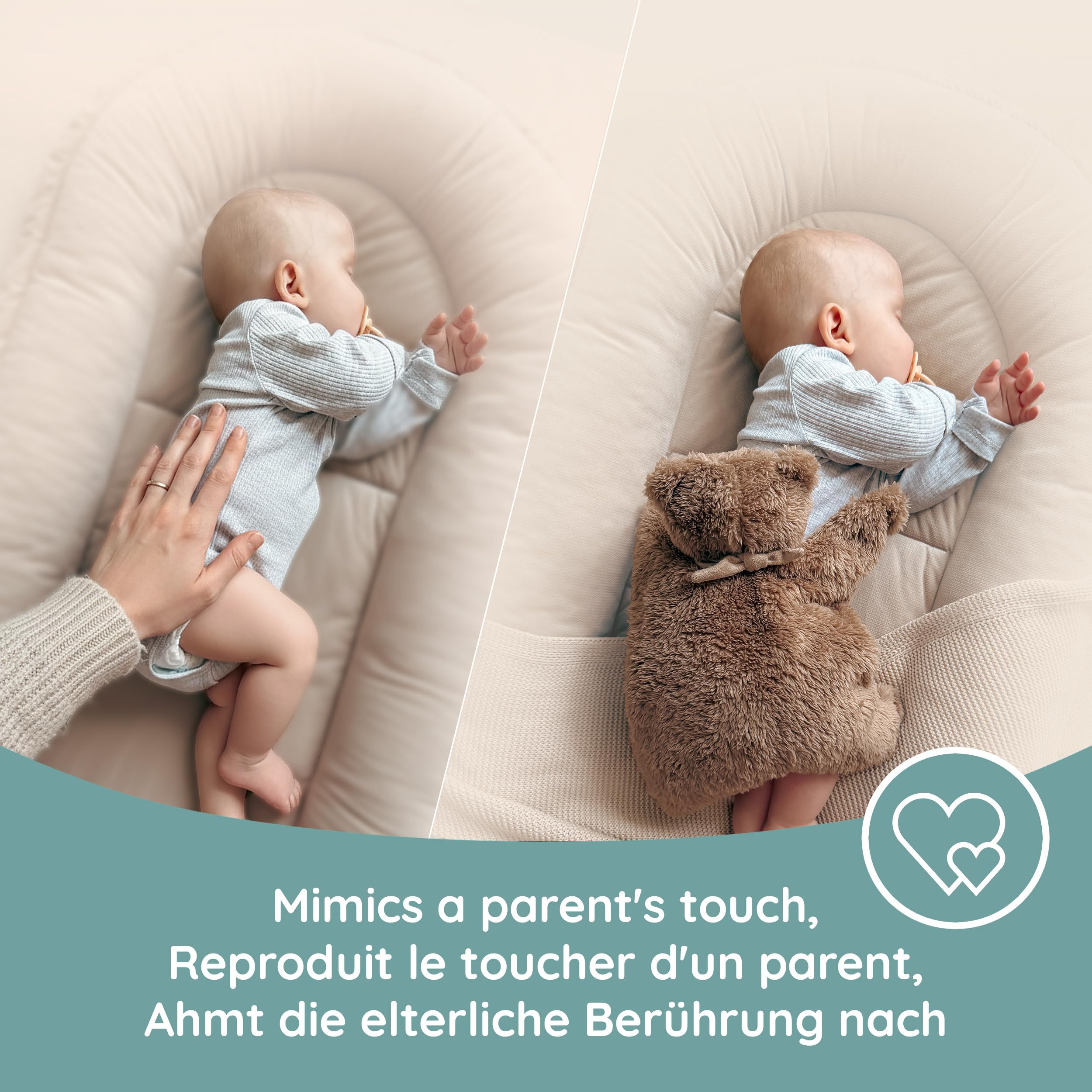 myHummy Doudou Ours Marron - Doudou lesté pour bébé 3-6 kg avec coussin chauffant en triticale et lavande - Apaise Moro-Reflex