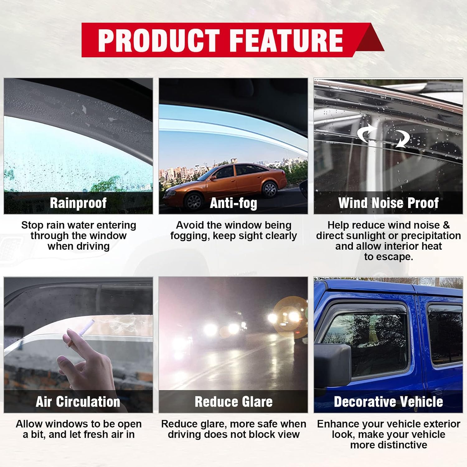 Partol Side Window Rain Guard in-Channel Side Window Deflectors Window Visor for Jeep Wrangler JL JLU/Gladiator JT 4-Door 2018 2019 2020 2021 (Not for JK)