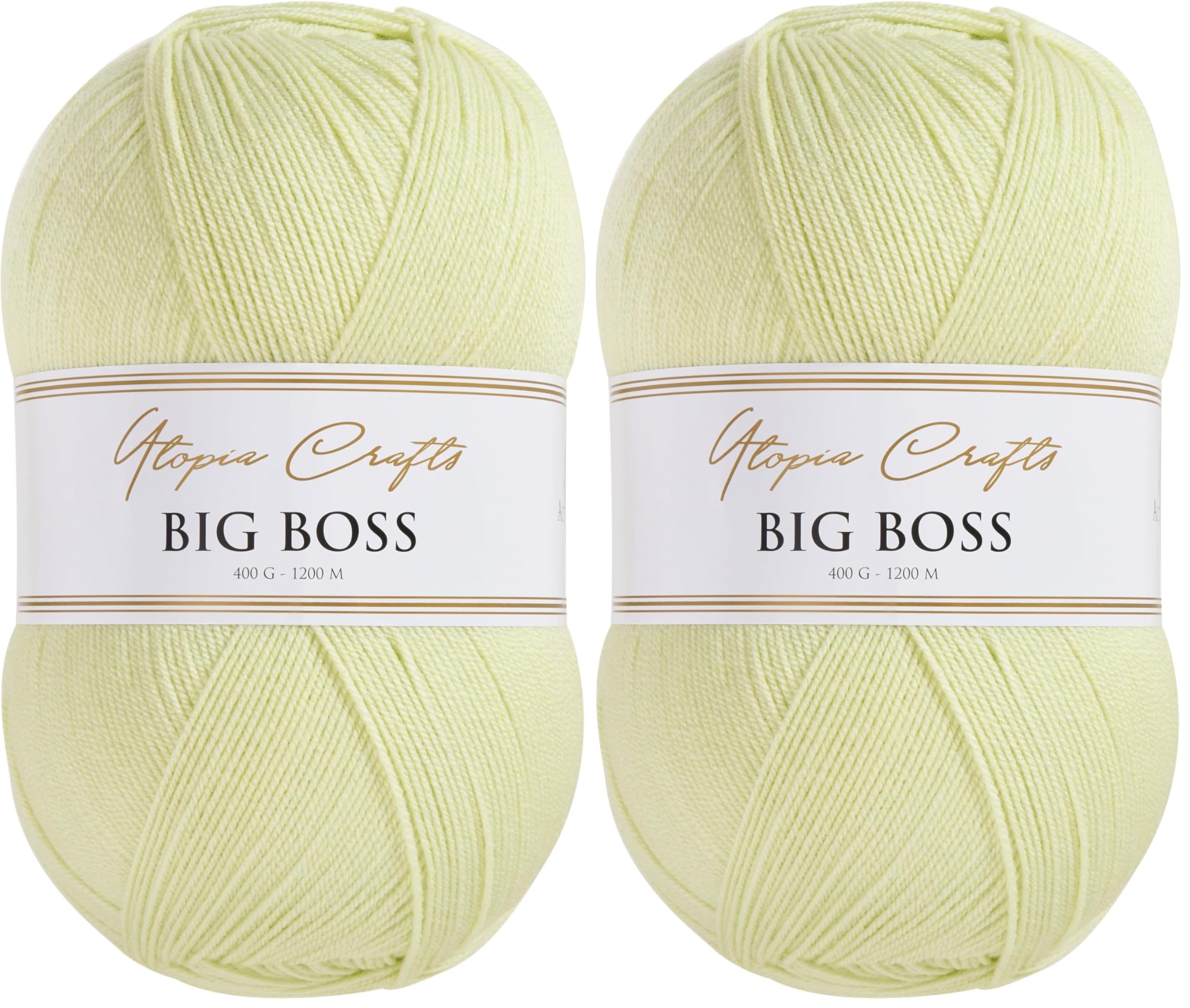 Utopia Crafts Big Boss Knitting & Crochet Yarn 1200m (Pale Lemon Yellow) (Packung mit 2)