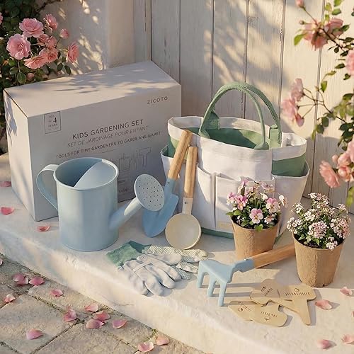 ZICOTO El mejor juego de jardinería para niños: el juego de jardinería perfecto para niños pequeños con herramientas duraderas y seguras para una