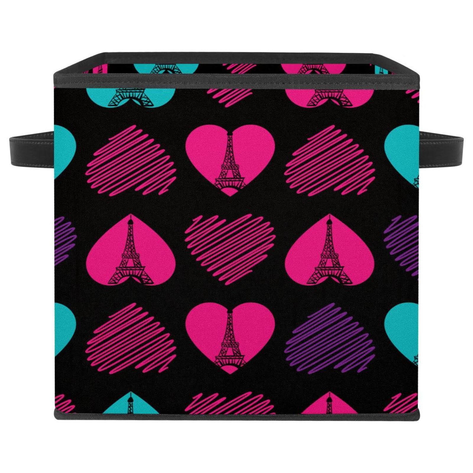 Boîte de rangement pliable cube en tissu Paris Tour Eiffel pour placard et jouets
