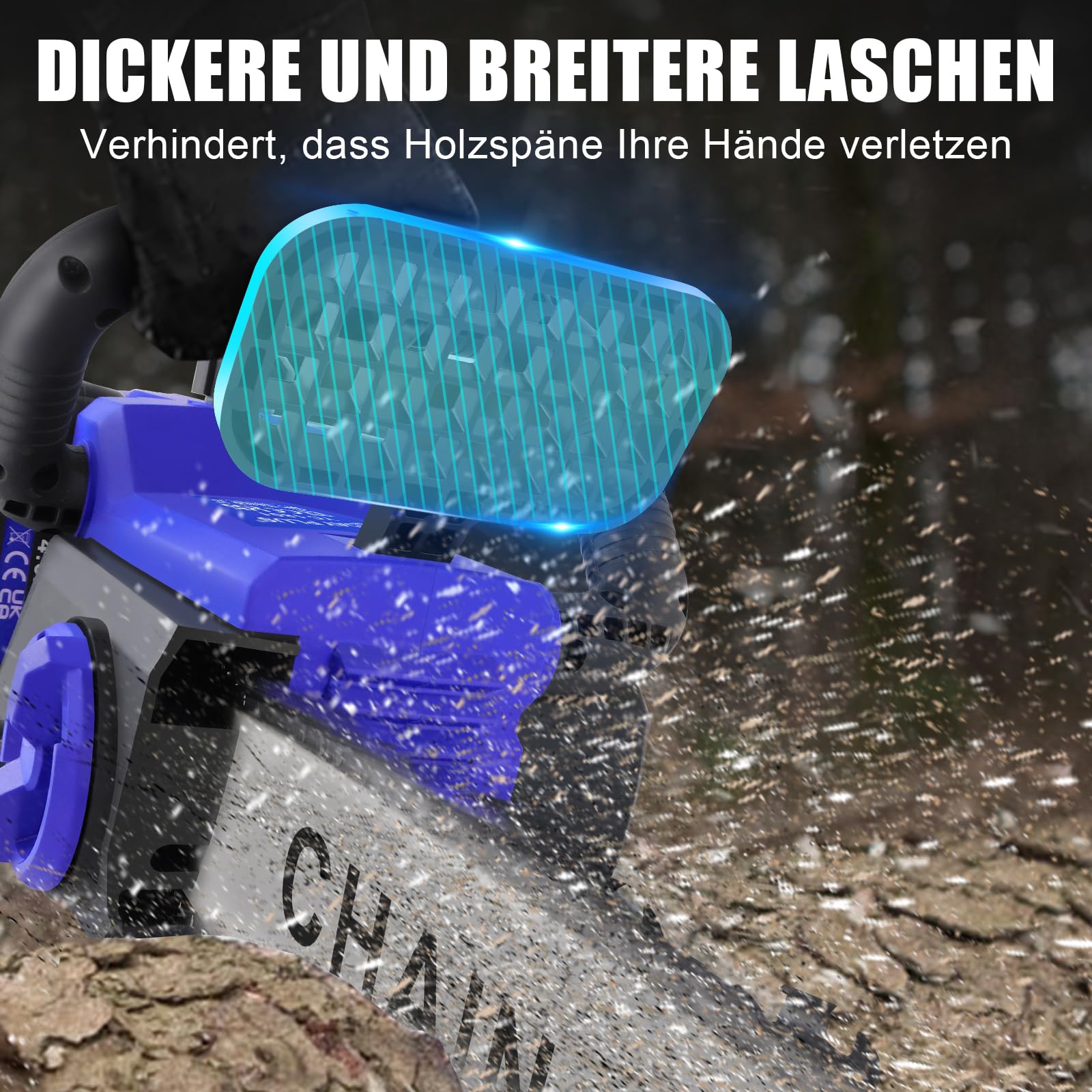 HSHa Motosierra de mano de 16 pulgadas, con 2 baterías de 4,0 Ah y cargador, lubricador automático y guía de cadena de 41 cm, color azul