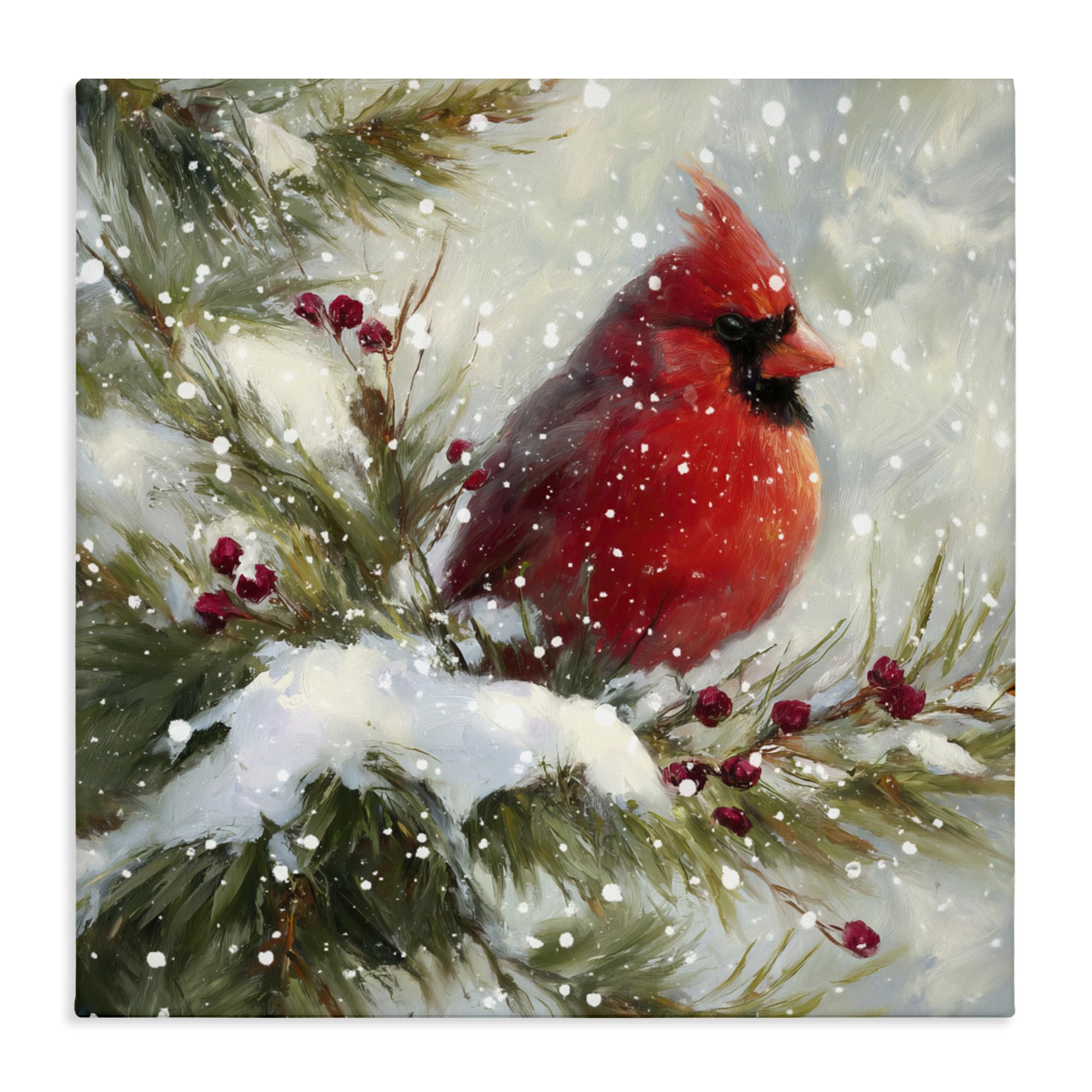 Stupell Industries 'Winter's Red Jewel', Canvas Art, 24 x 24 Inches, Easy to Hang and Sturdy, Made in USA, by Tina LeCour