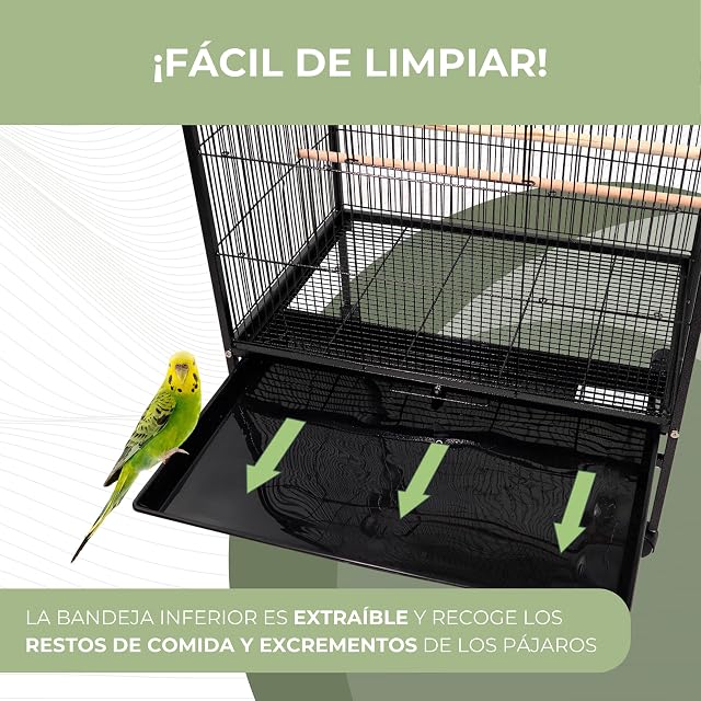 Foto 6 de 8 de Mobiclinic®, Jaula de Pájaros, XL, con Ruedas, 95x43x61.5 cm, Frenos