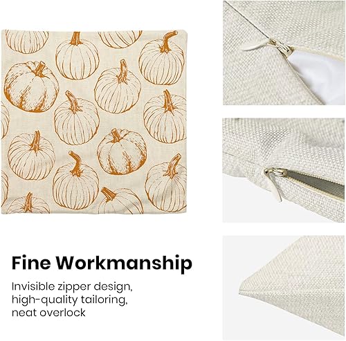 Miniatura 4 de Juego de 2 fundas de almohada de otoño de 18 x 18 pulgadas, color naranja quemado, calabaza, otoño, cosecha, Acción de Gracias, casa de campo,