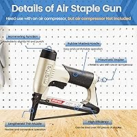 Vista 6 de meite Pistola de grapas para tapicería con nariz extendida para grapas de corona de calibre 21 de 1/2 pulgada, engrapadora neumática de servicio