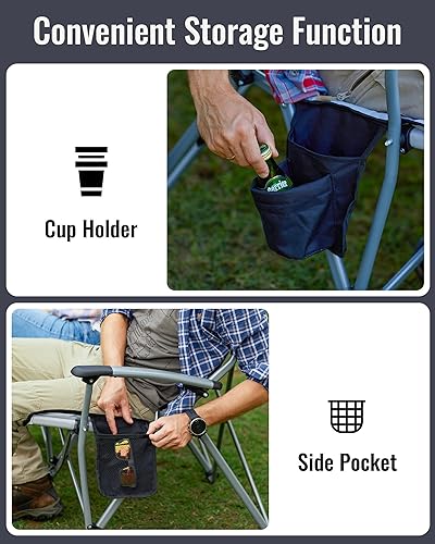 Miniatura 5 de KingCamp Silla de campamento doble, de gran tamaño, 660 libras, sofá biplaza resistente para adultos, plegable, XL, sofá para 2 personas, acolchado,