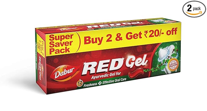 Dabur Red Gel 300g (150g x 2, Pack of 2) Toothpaste, Controls bad breath, plaque, gingivitis, toothache at Rs. 114