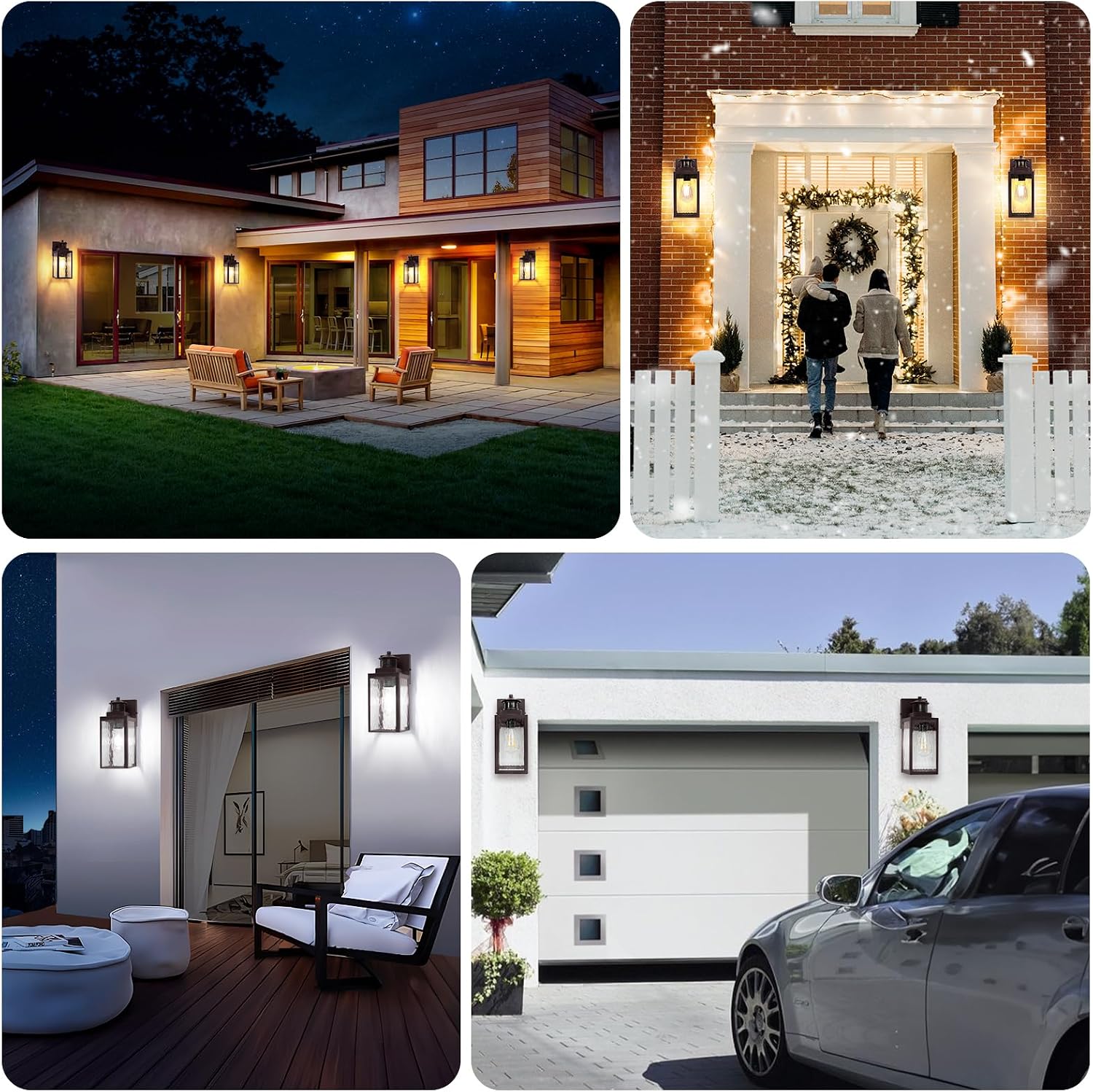 11.6" Motion Sensor Outdoor Wall Lights, Waterproof Exterior Lighting Fixtures with Water-Rippled Glass, Brown Modern Outside Wall Sconce Lanterns for House, Porch, Garage, Patio, Bulbs Not Included
