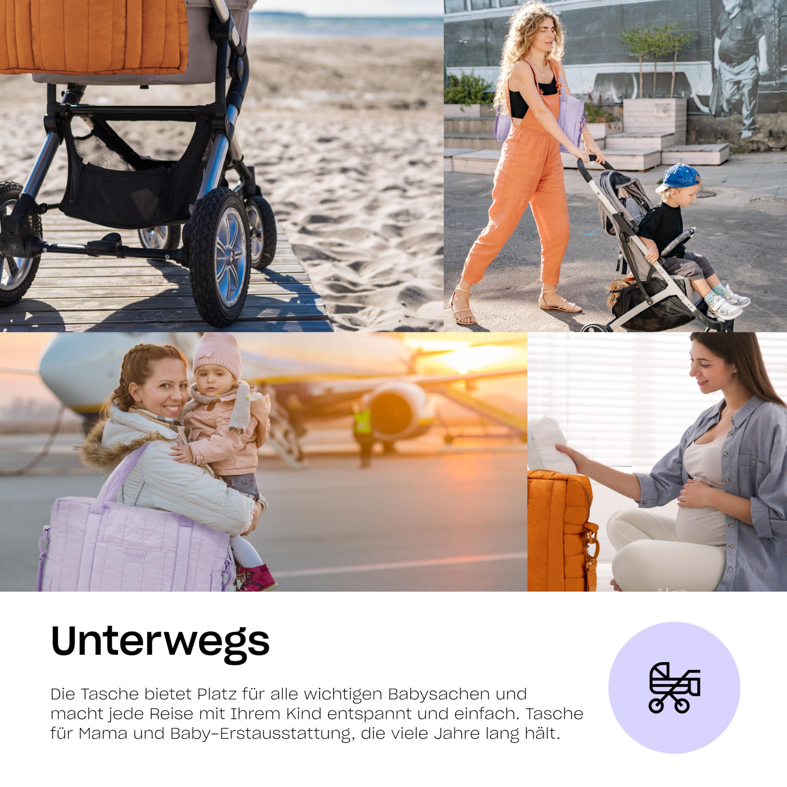 Hylat Baby Wickeltasche – Leichte & Vielseitige Kinderwagen-Tasche mit Gepolstertem Fach, Tragbar & Wasserdicht – Ideal für Unterwegs - Violett