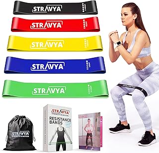 Resistance Bands Set of 5 – Elastic Exercise Band for Home Gym, Pilates, Stretching, Strength Training – Fitness Equipment…