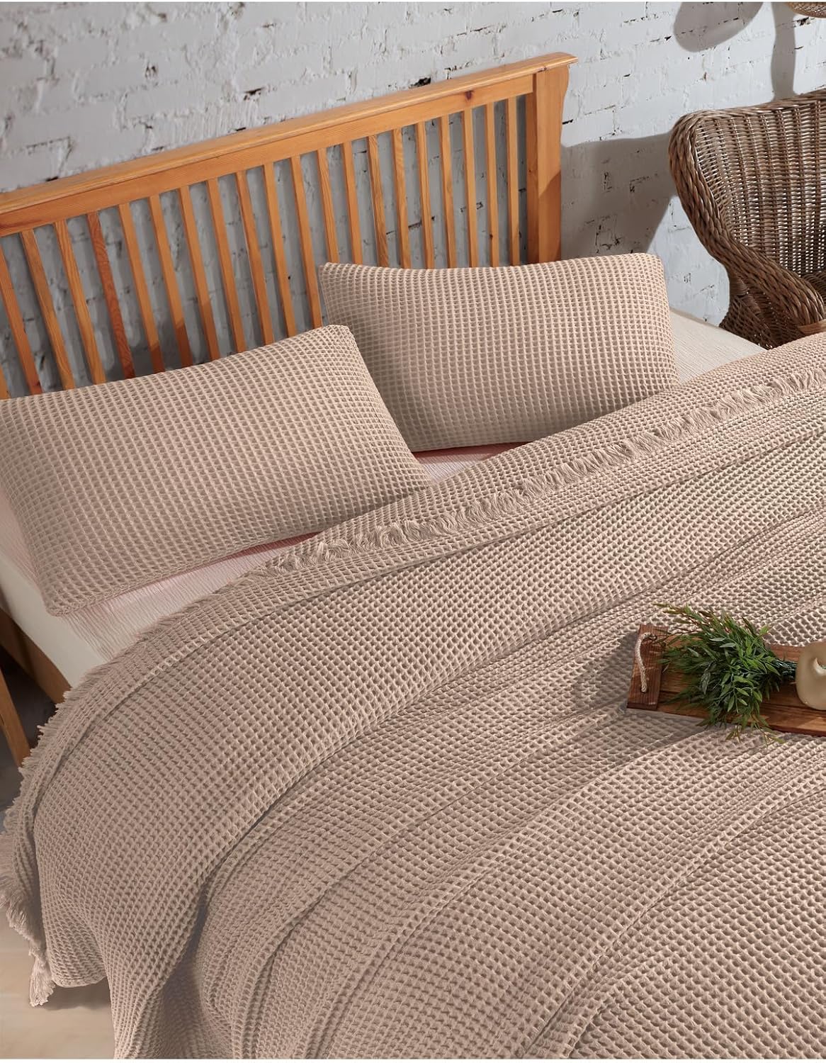 Waffle Weave Bedspread Queen Size 100% Cotton Textured Coverlet Breathable Lightweight Bedding Solid Color Bed Cover Stone Gray - Stone Gray, One Size