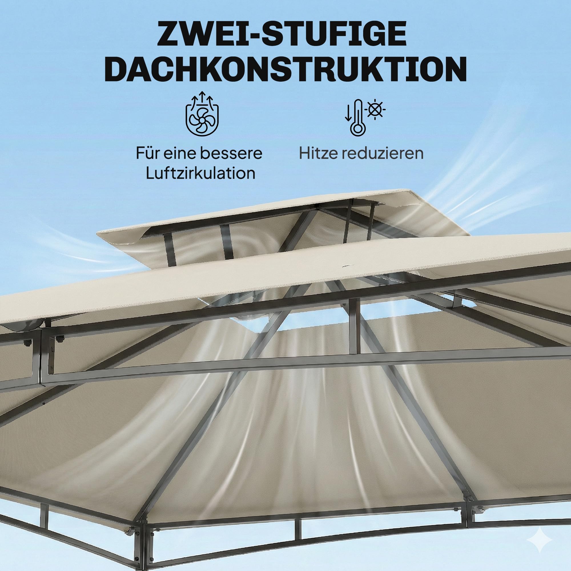 Outsunny Pawilon ogrodowy, 3 x 3 m, odporny na działanie wody, stabilny, odporny na działanie warunków zimowych, z wysuwaną ramą górną, podwójnym dachem, UV 50+, namiot imprezowy, namiot ogrodowy, na