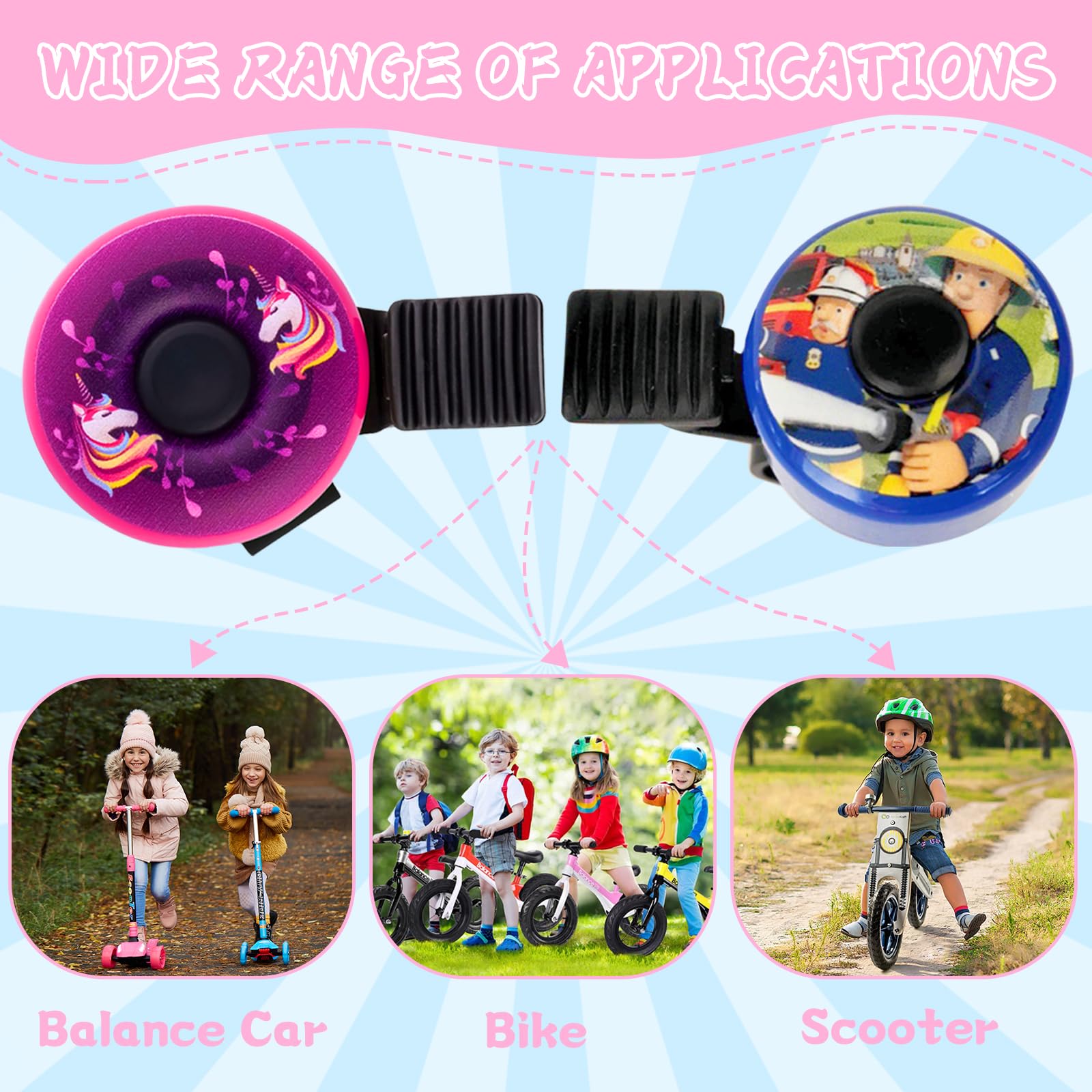 2 Campanelli Per Bicicletta Per Bambini - Design Dinosauro, Metallico, Facile Montaggio Per Bici, Tricicli E Scooter - Foto 3