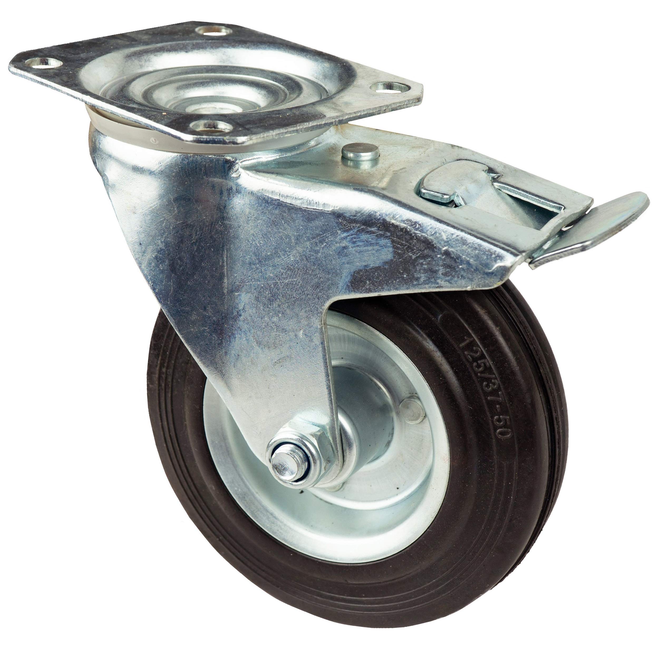 HRB Transportrollen, 4 Stück im Set 125 mm, Rollen mit Bremse der Marke HRB, Schwerlastrollen mit je max. 100 Kg Gesamttragkraft, geeignet für z.B. Rollen für Palettenmöbel