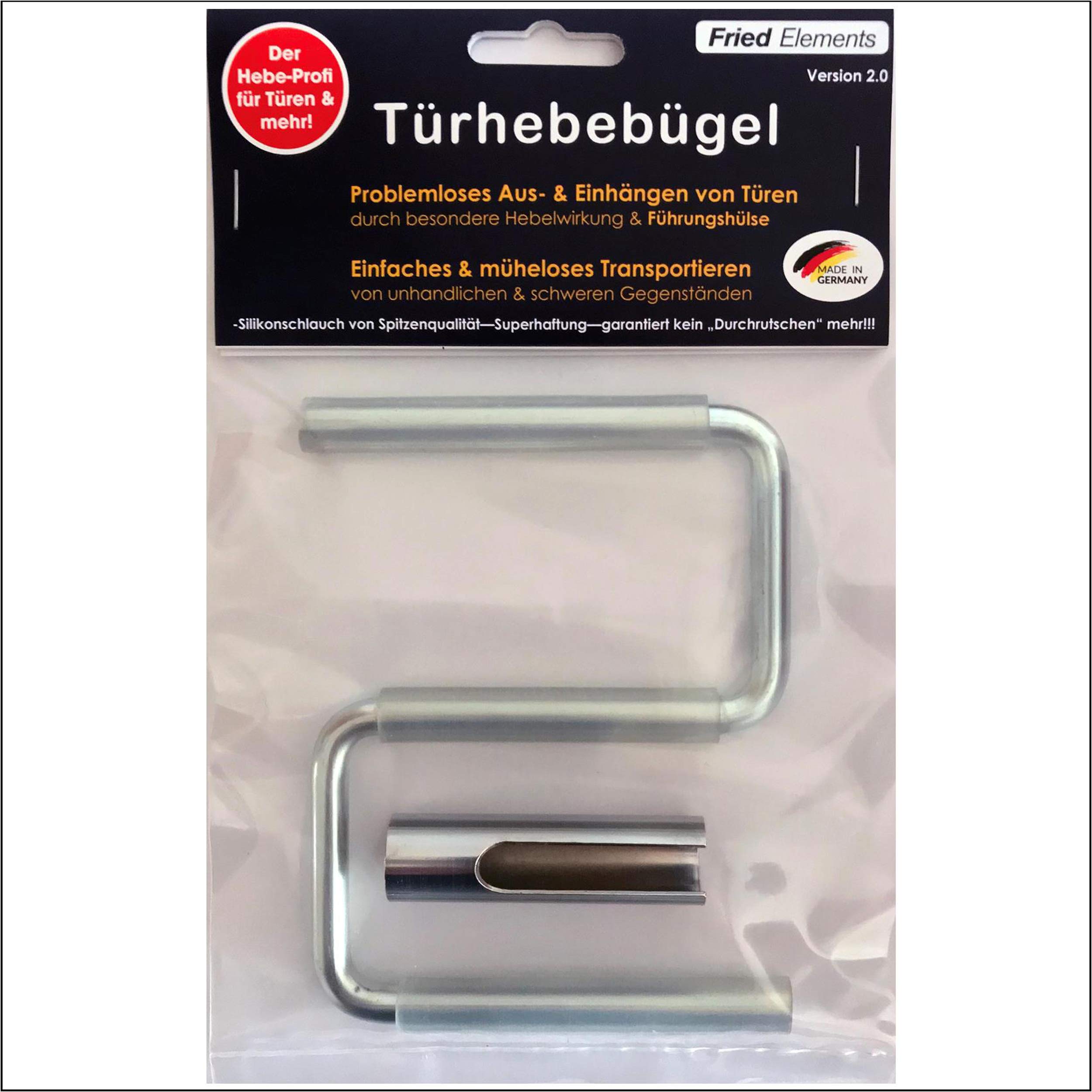Türhebebügel und Plattenträger - EDITION 2020 - verbesserter Silikonschlauch jetzt mit Supergripp - DAS ORIGINAL - MADE IN GERMANY!!!