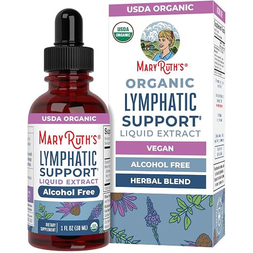 MARYRUTH'S Lymphatic Support Liquid Drops USDA Organic | Herbal Blend with Echinacea & Elderberry | Blue Vervain | Vegan | Alcohol-Free | Non-GMO | 30 Servings
