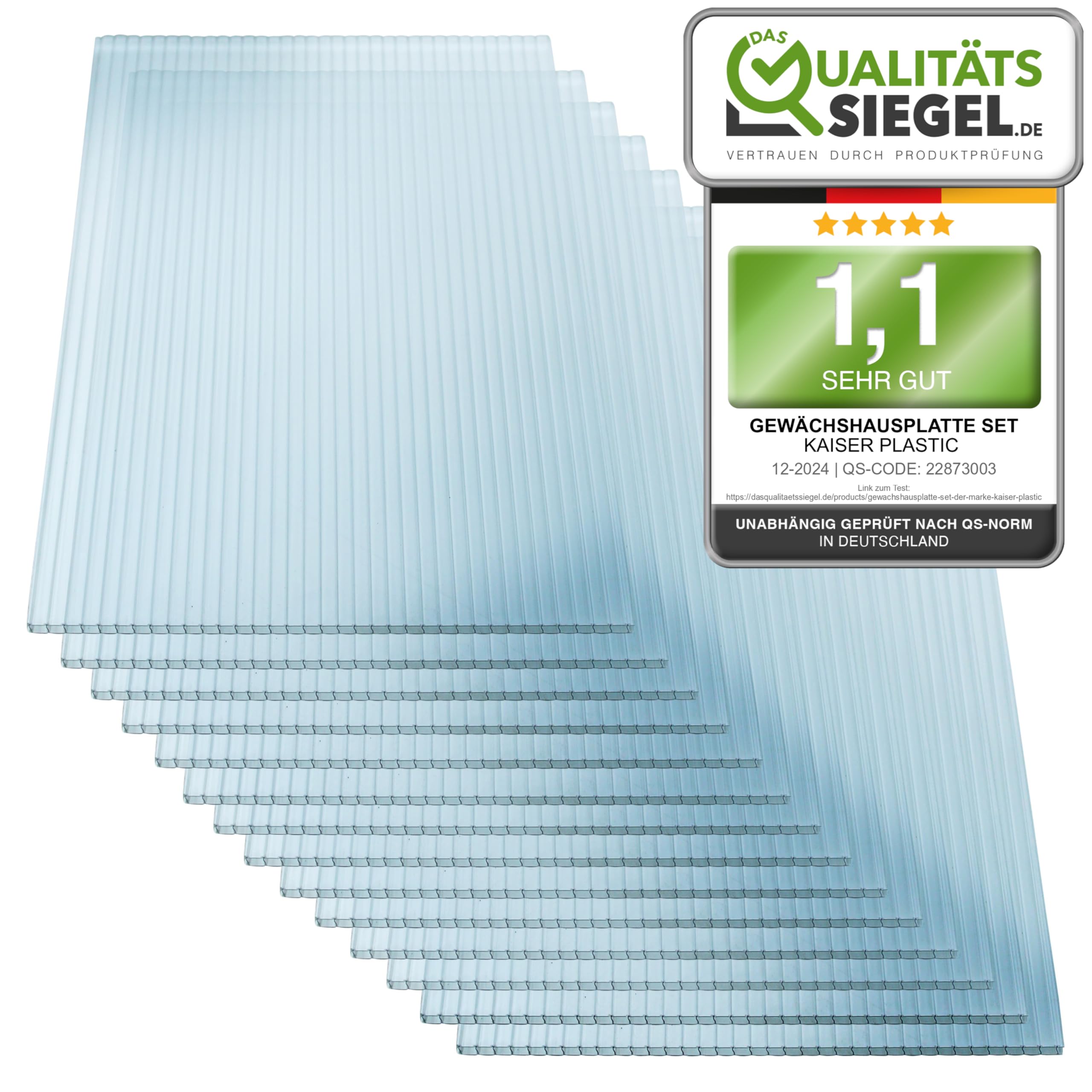 VOUNOT® Dubbelwandige Polycarbonaat Plaat Set 14-Stuks, 4 mm Dubbelwandig UV-bestendig & Slagvast, 60,5×121 cm, Voor Kweekkas & Carport