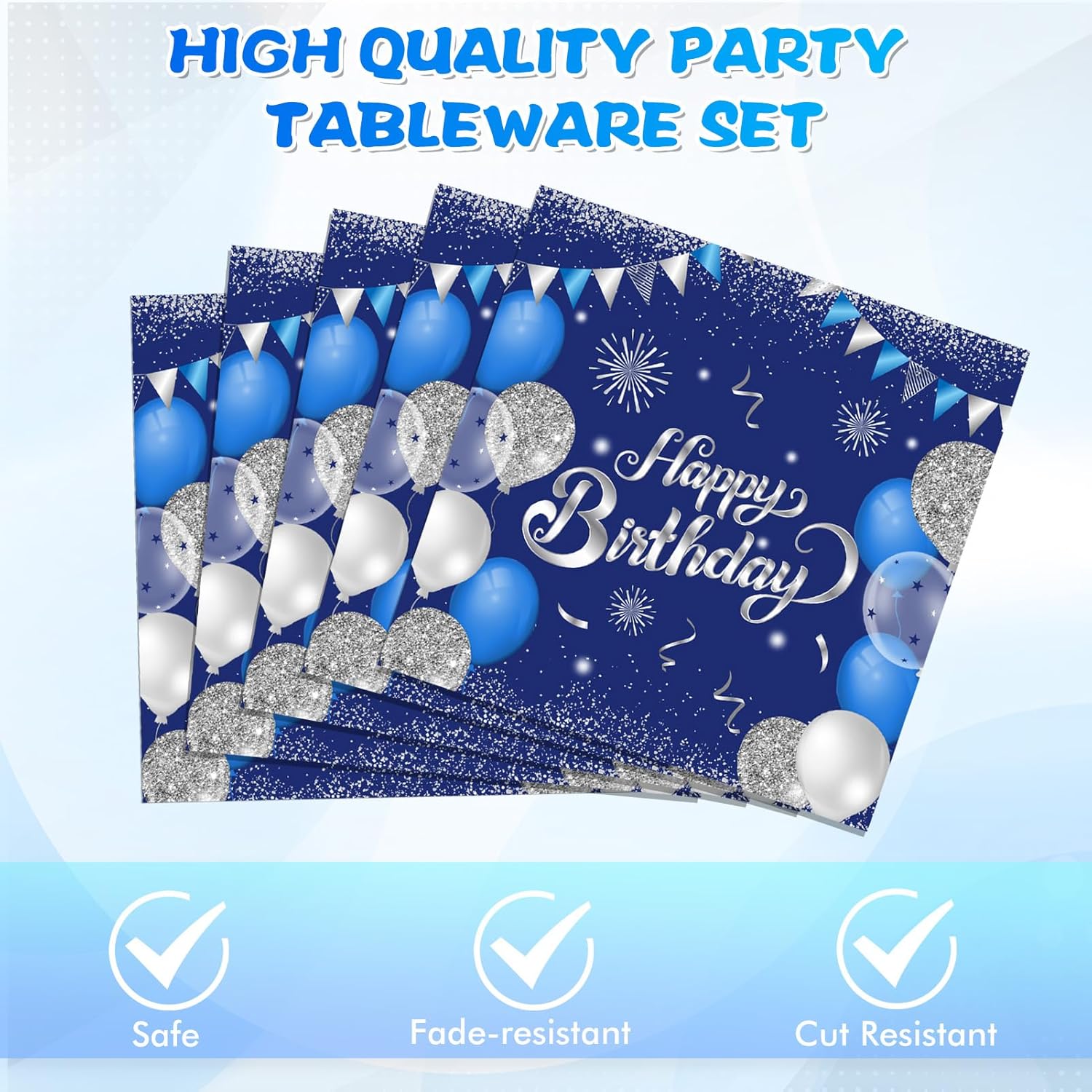 16th Birthday Decorations for Boys16th Birthday Party Tableware Set 16 Years Old Birthday Party Dessert Plates Napkins Blue and Silver Happy 16th Birthday Party Decorations Supplies for Boys Girls - Image 4