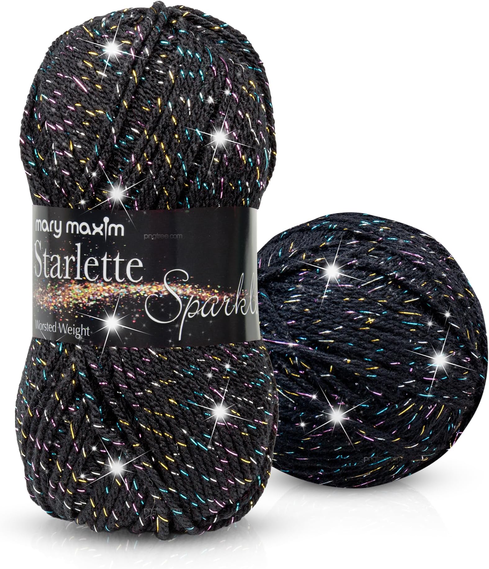 Mary Maxim Starlette Sparkle Yarn, Medium Worsted Weight Yarn for Knitting and Crocheting, Acrylic Polyester Blend for Blankets, Clothing, and Decor, 196 Yards Black