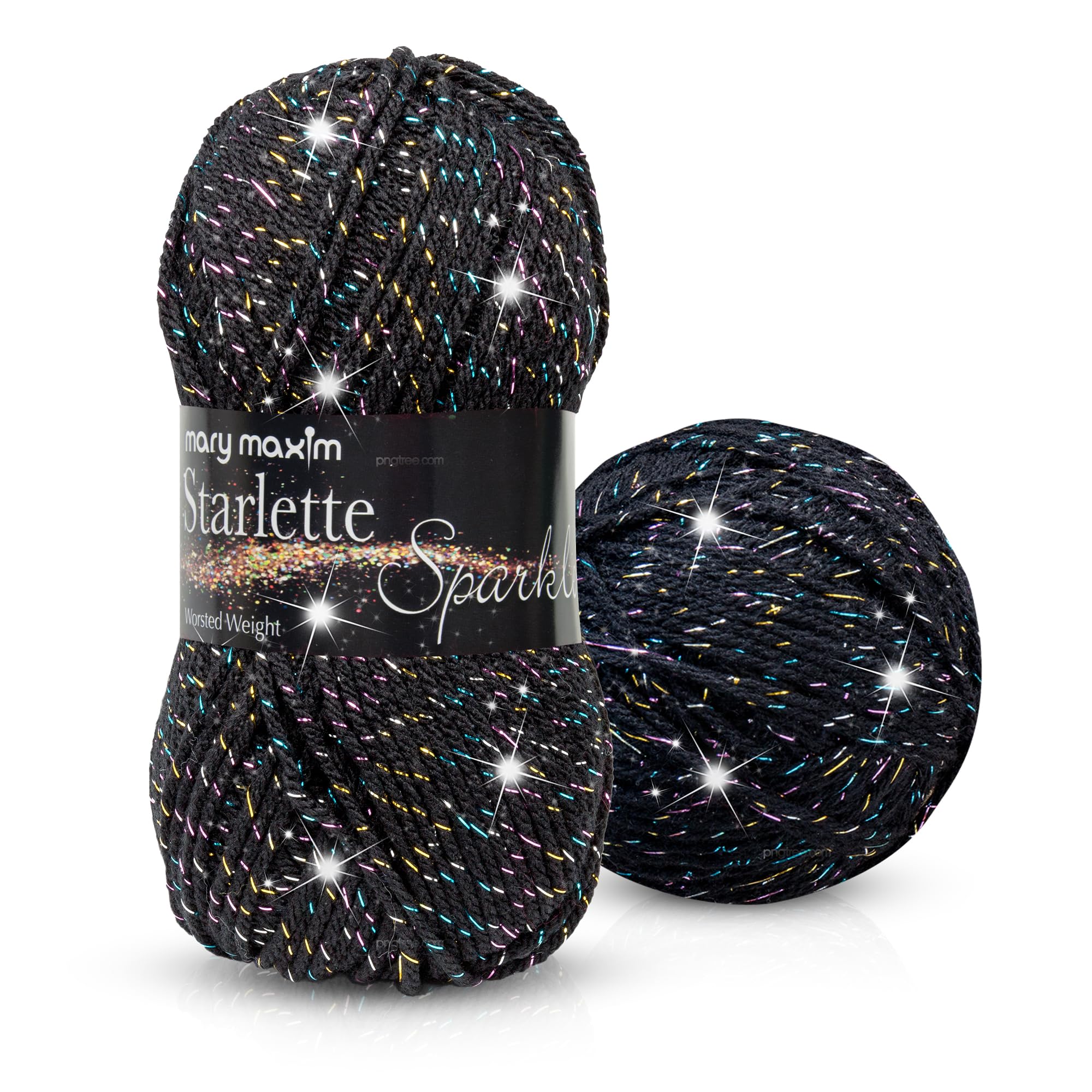 Mary Maxim Starlette Sparkle Yarn-Black