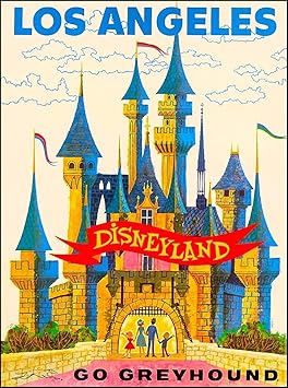 MAGNET Anaheim Disneyland Go Greyhound California Vintage Travel إعلان مغناطيس