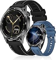 Smartwatch Relógio Inteligente com IA ChatGPT, 1.43’’ AMOLED, iOS Android, 3ATM À Prova d’Água, Monitor de Frequência Cardíaca e Sono, 100 Esportes, Inclui 2 Pulseiras (Grafite + azul)