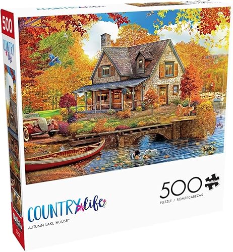 Buffalo Games - Country Life - Autumn Lake House - Rompecabezas de 500 piezas para adultos desafiante rompecabezas perfecto para noches de juego -