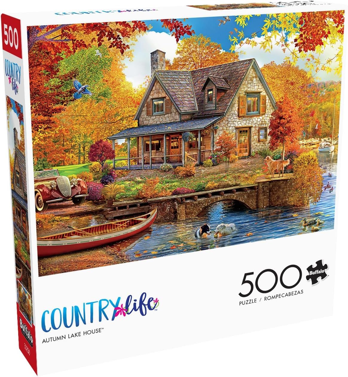 Buffalo GamesCountry Life - Autumn Lake House - 500 Piece Jigsaw Puzzle for Adults Challenging Puzzle Perfect for Game Nights - Finished Size 21.25 x 15.00