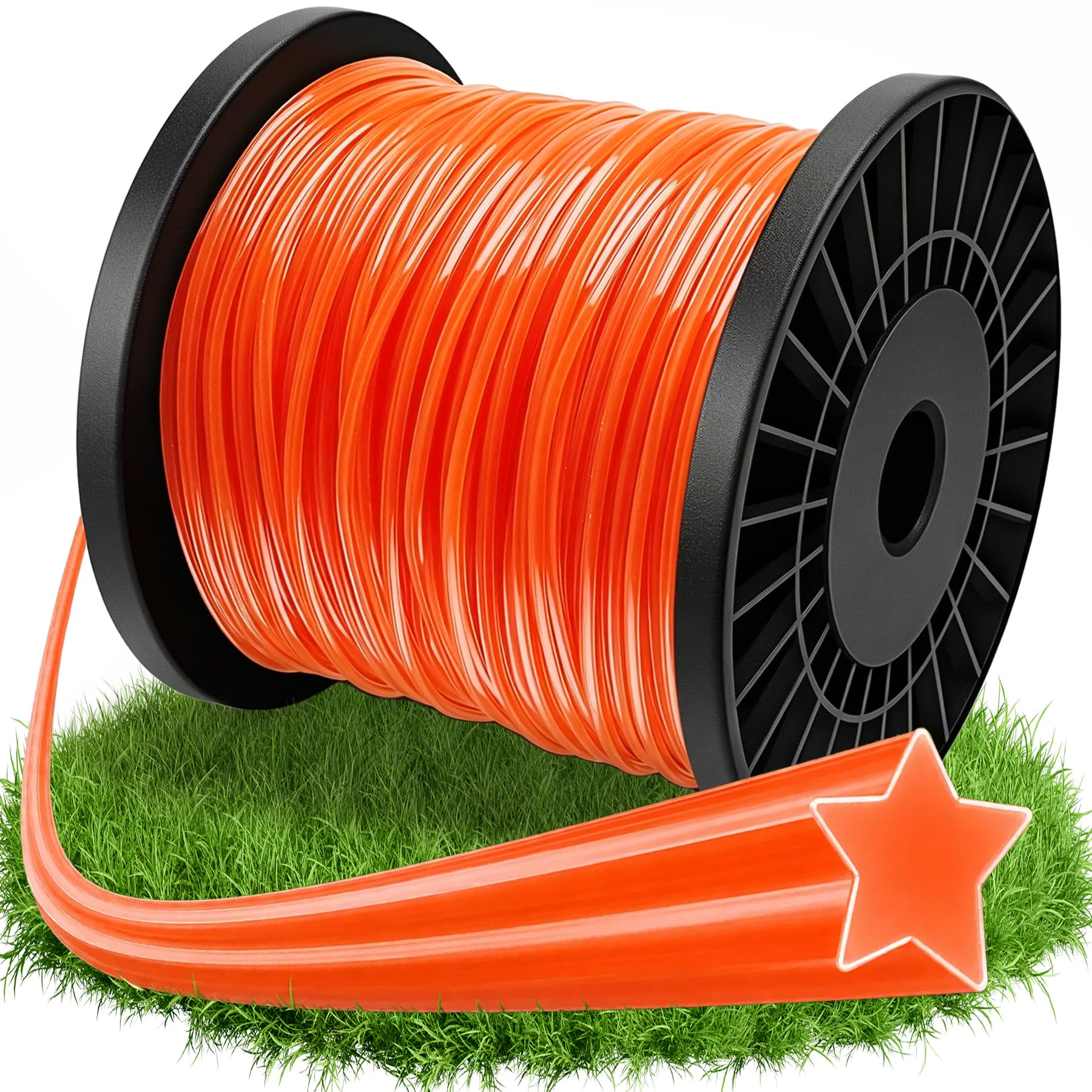 OMECO 2.4mm Cutting Thread Replacement Thread Nylon Thread 100m Length Cutter Cutter Line for Park Garden Lawn Grass Star Orange Red